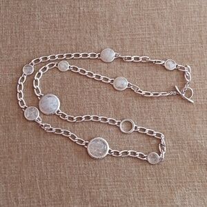 Monet Silver Tone Frosted Crystal Necklace